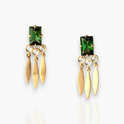 Green Tourmaline Earrings with diamonds