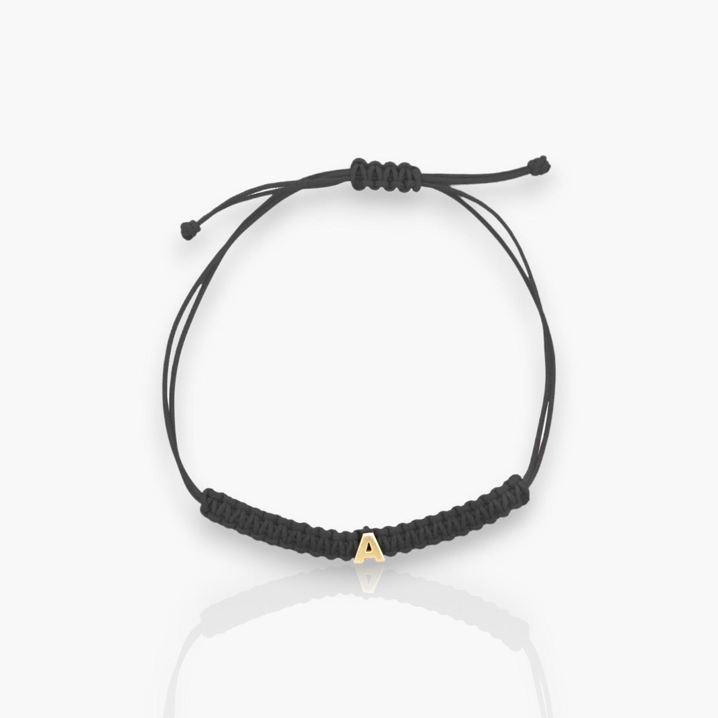 Customizable Black Fabric Bracelet with 18kt gold letters - Moregola Fine Jewelry
