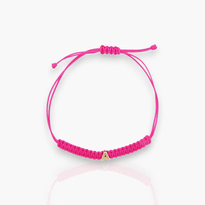Customizable Pink Fabric Bracelet with 18kt gold letters - Moregola Fine Jewelry