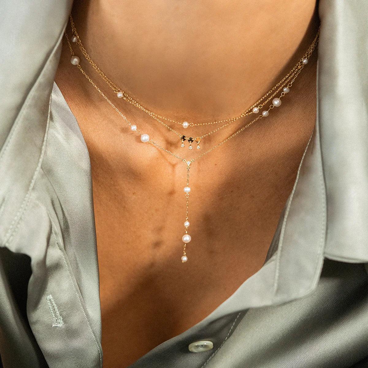 18K Gold Mini Pearls choker - Moregola Fine Jewelry