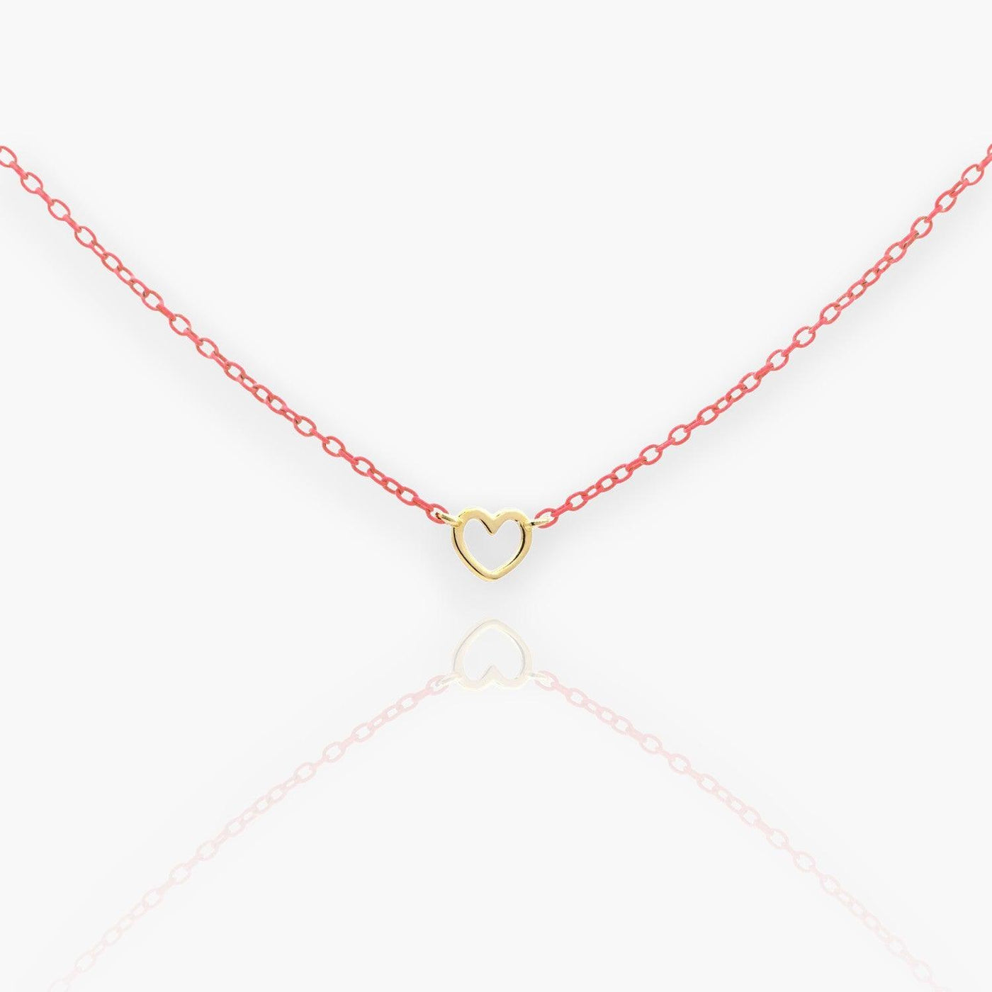 18K Gold Choker with Line Heart - Moregola Fine Jewelry