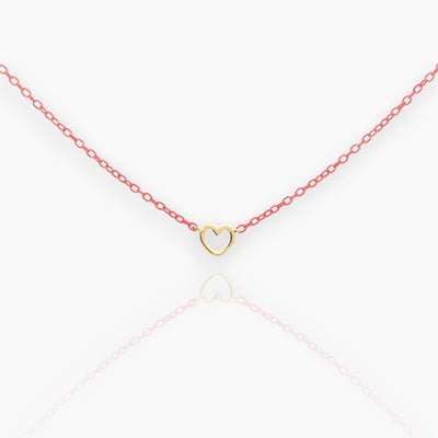 18K Gold Choker with Line Heart - Moregola Fine Jewelry