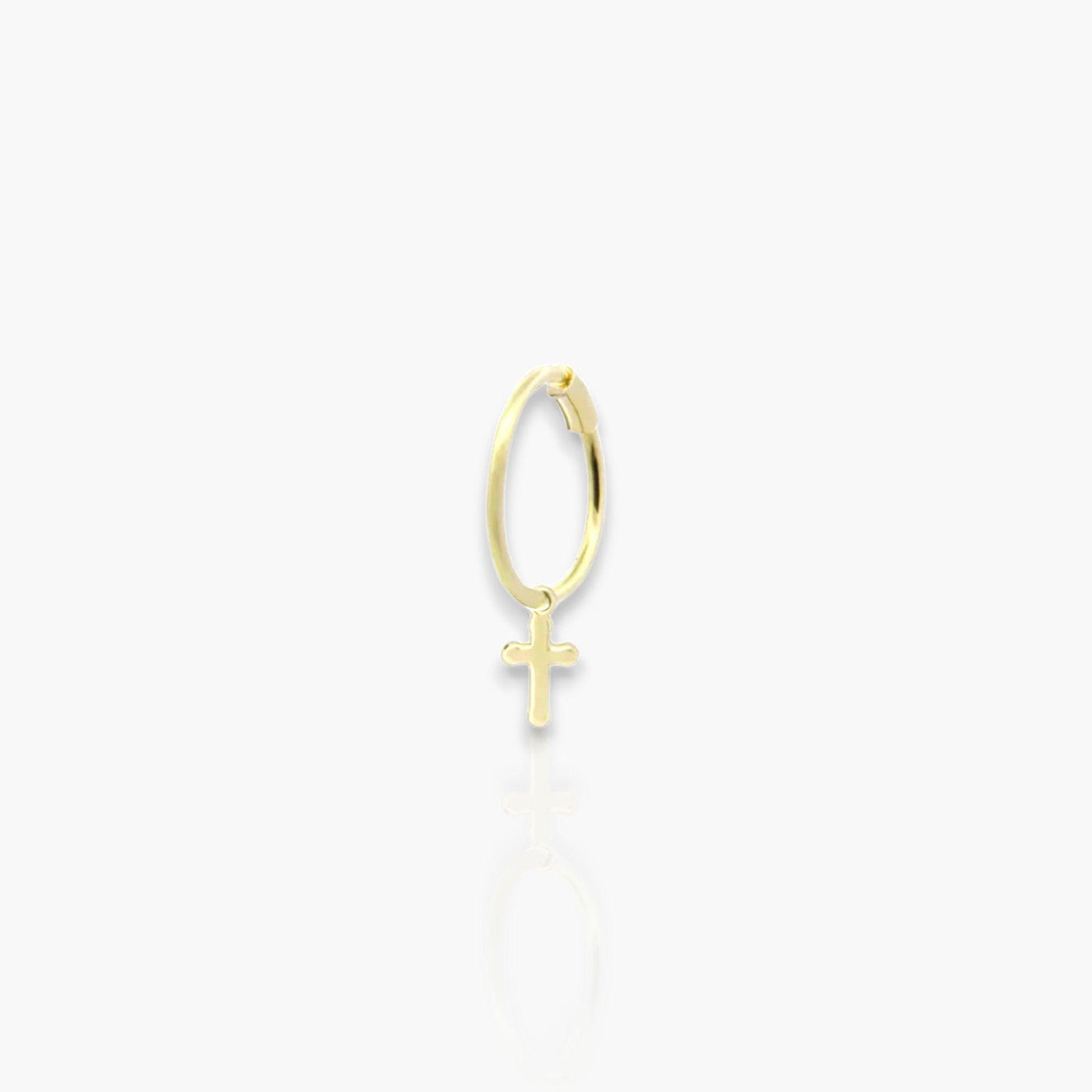 18kt gold mono earring with cross - Moregola Fine Jewelry