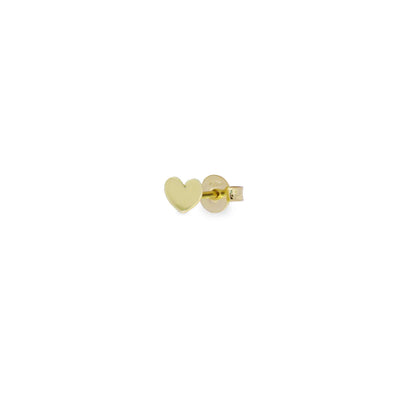 18kt gold mono earring stud with heart motive