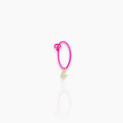 Mono Earring with 18kt gold lightning and painted silver hoop - Moregola Fine Jewelry