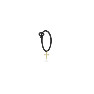 Mono Earring with 18kt gold cross and painted silver hoop - Moregola Fine Jewelry
