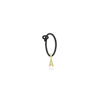 Mono Earring with 18kt gold Letter and painted silver hoop - Moregola Fine Jewelry