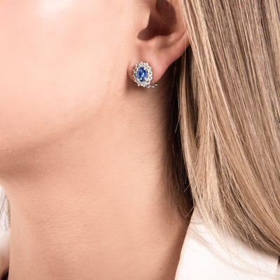 1.87ct Sapphire Earrings with Diamonds