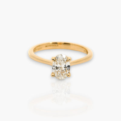 18kt Rose Gold Engagement Ring with oval diamond