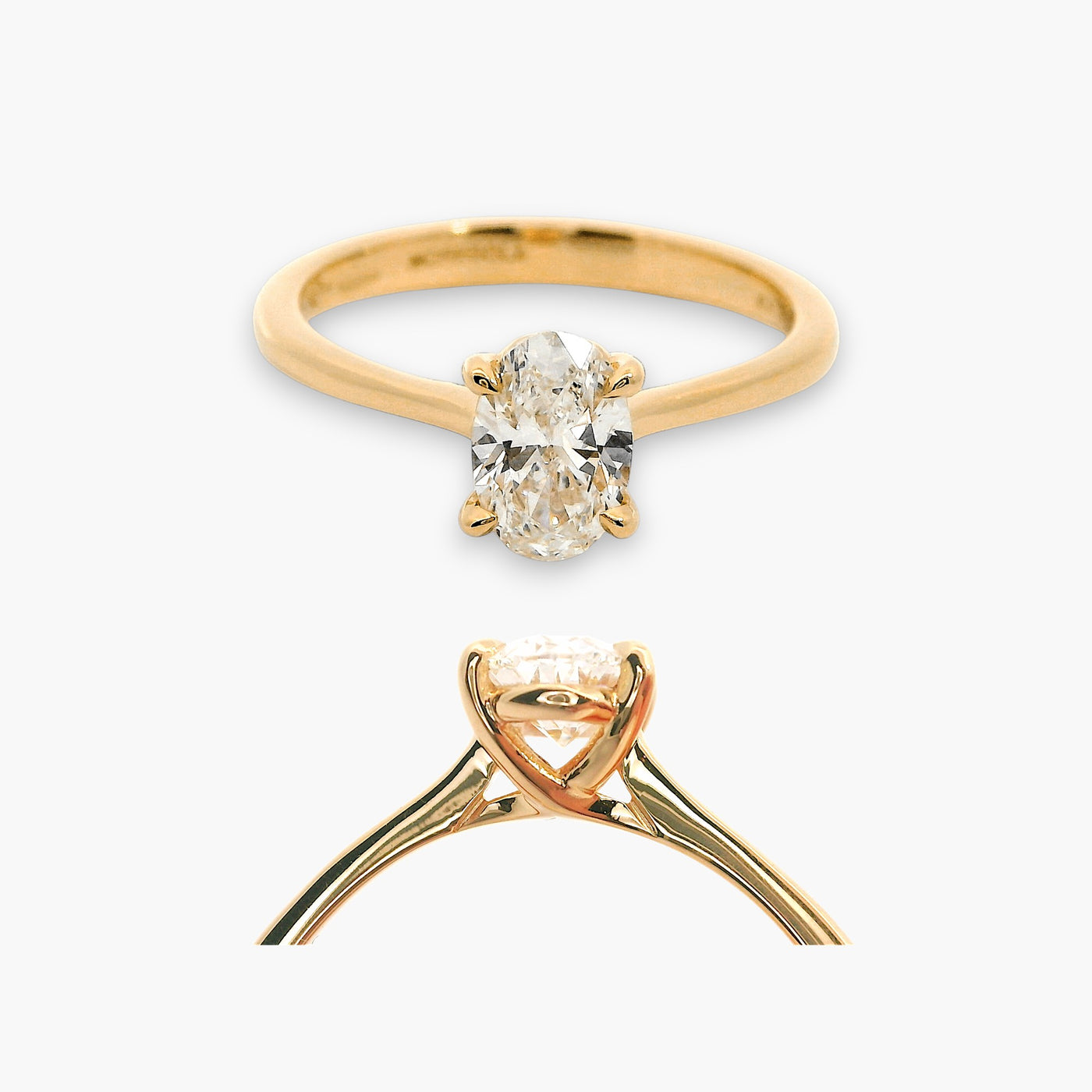 18kt Rose Gold Engagement Ring with oval diamond