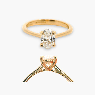 18kt Rose Gold Engagement Ring with oval diamond