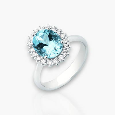 18kt Weißgold Ring mit großem Aquamarin
