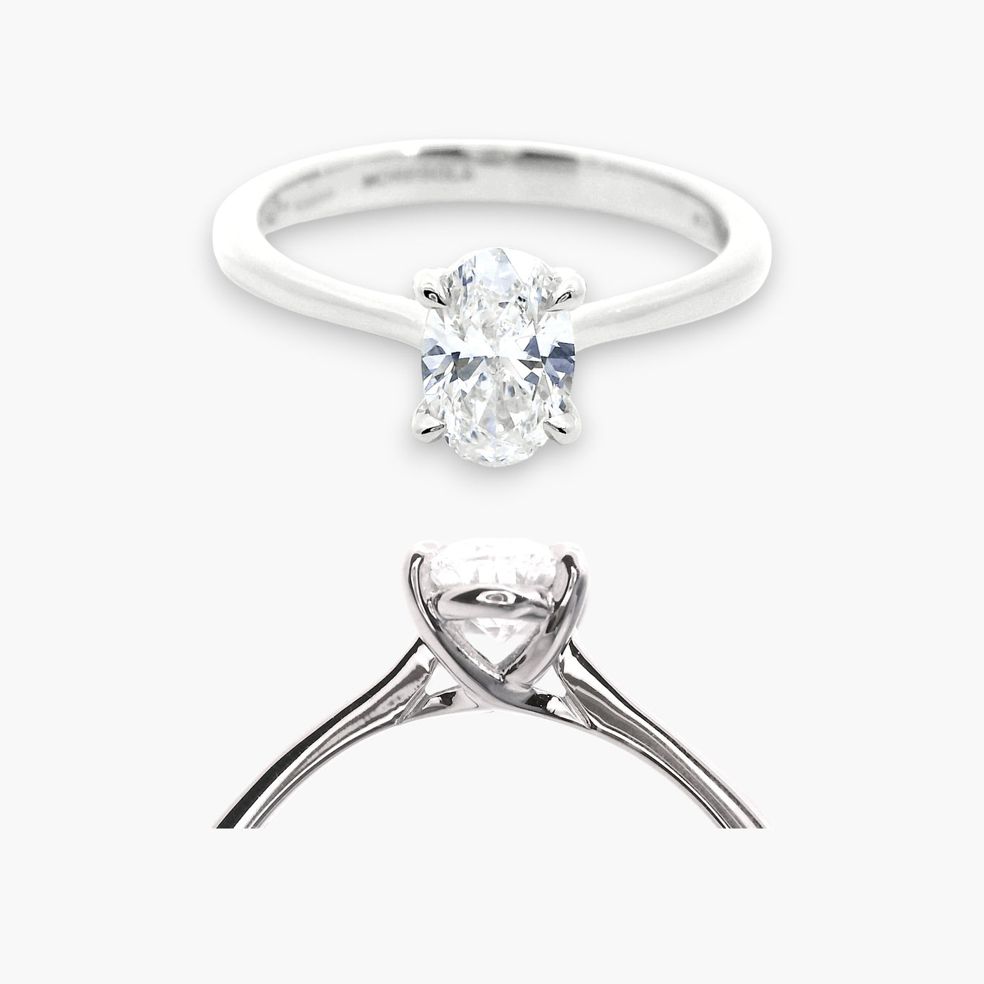 18kt White Gold Engagement Ring with oval diamond