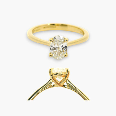 18kt Yellow Gold Engagement Ring with oval diamond