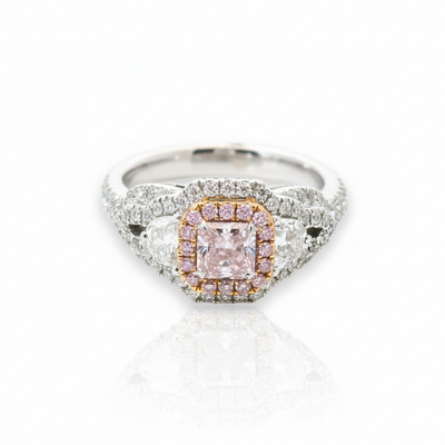 18kt Goldring mit pinkem Diamanten