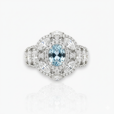 18kt Goldring mit fancy blauem Diamanten