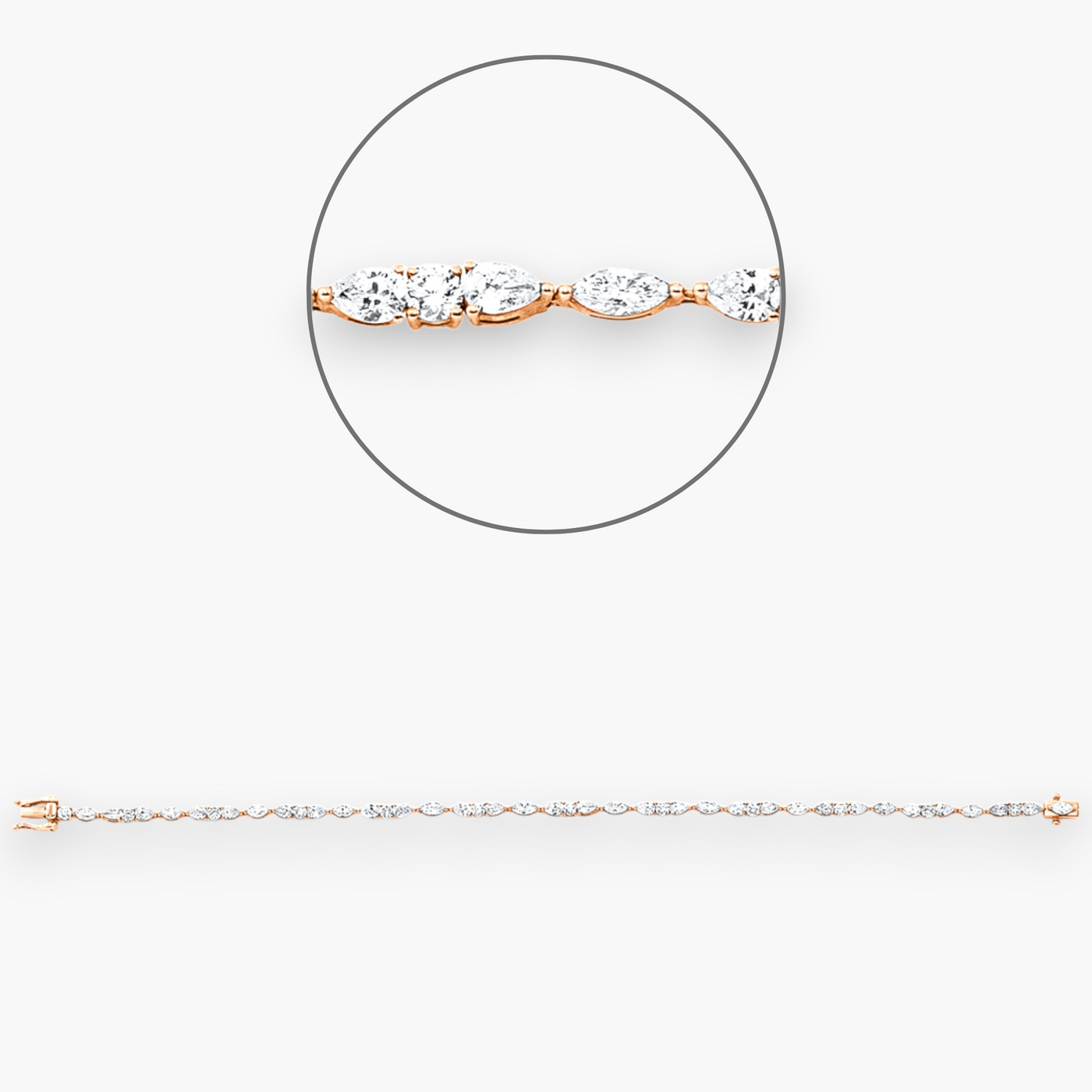 18kt Rose Gold Bracelet with Pear/Brilliant Diamonds