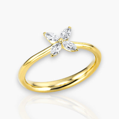 Diamond Flower Ring - Yellow Gold - Moregola Fine Jewelry
