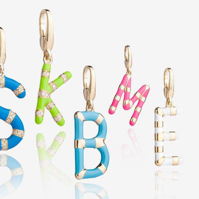 Customizable 20mm letter pendant/chain with Enamel (60+ colors) - Moregola Fine Jewelry