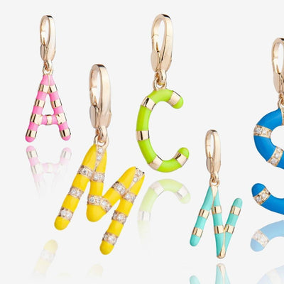 Customizable 15mm letter pendant/chain with Enamel (60+ colors) - Moregola Fine Jewelry