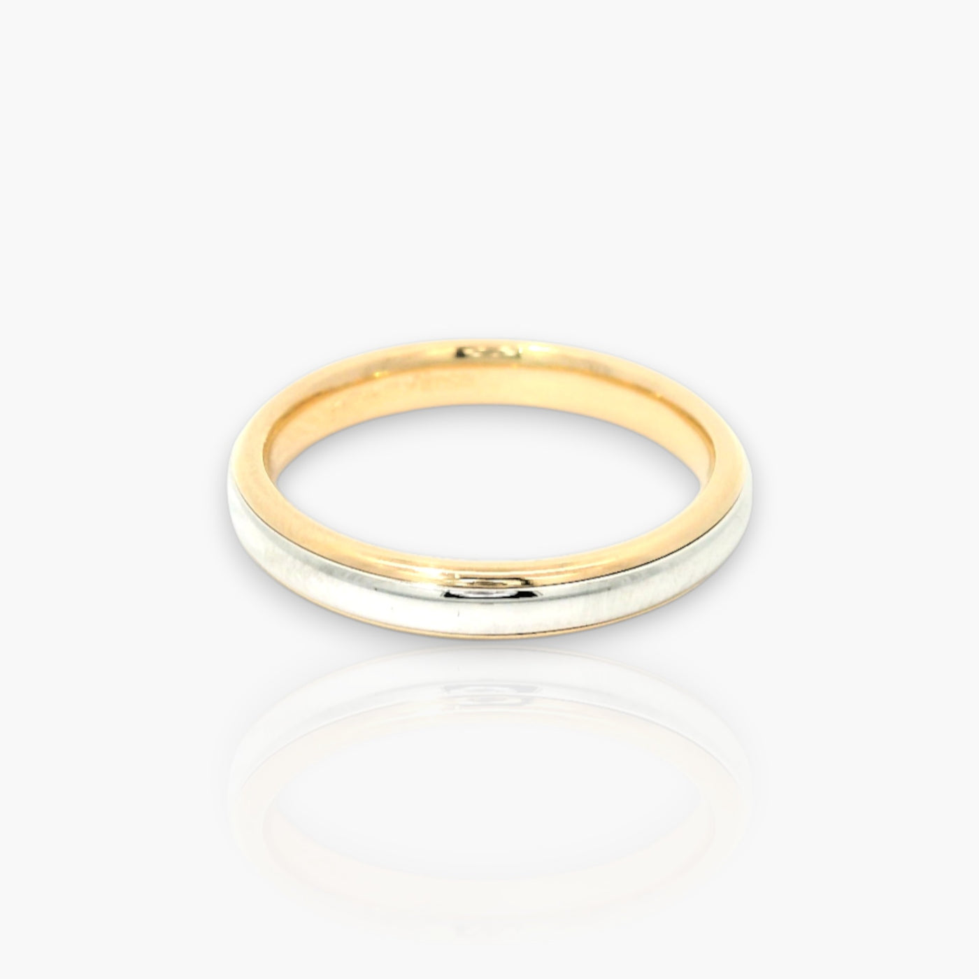 Ehering - 18kt Gold - 3mm, Comfort Bicolor, abgerundet