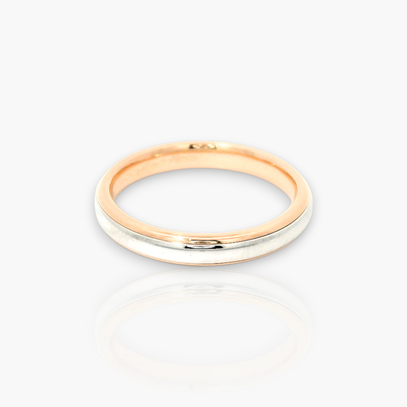 Ehering - 18kt Gold - 3mm, Comfort Bicolor, abgerundet
