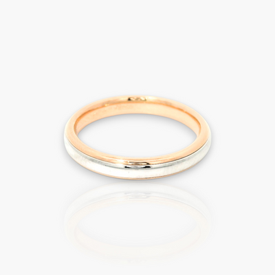 Ehering - 18kt Gold - 3mm, Comfort Bicolor, abgerundet