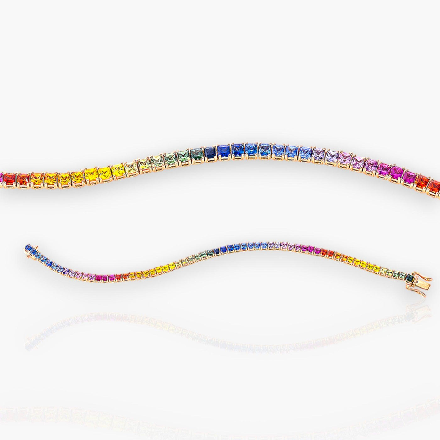 Multicolor Rainbow Tennis Bracelet with Sapphires - Moregola Fine Jewelry