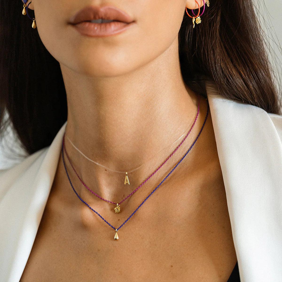 Choker with 18kt Gold Rose and Painted Chain - Moregola Fine Jewelry