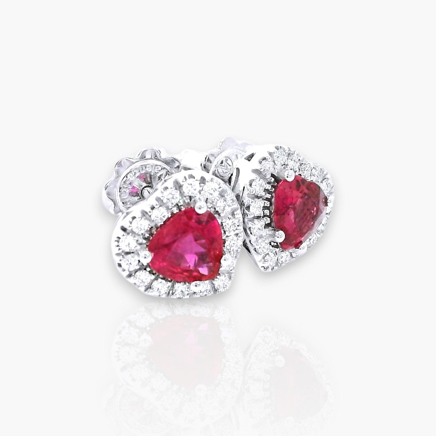 Ruby heart earrings - Moregola Fine Jewelry