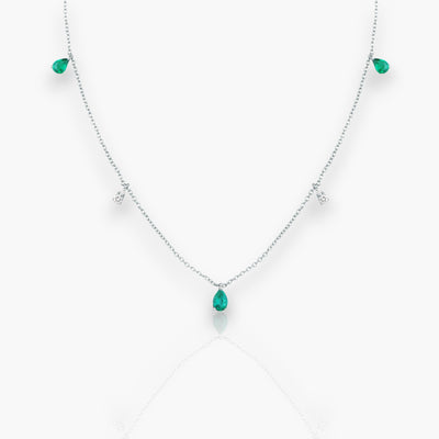 18K White Gold Necklace with 5 diamonds/gemstones (4 variants) - Moregola Fine Jewelry