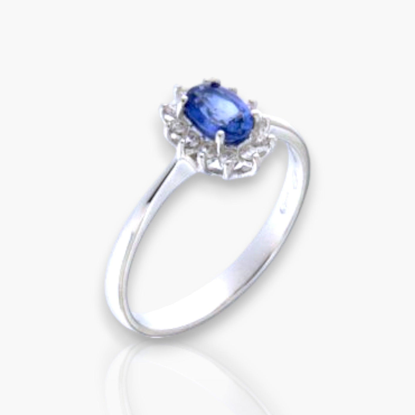 Oval Sapphire Ring with Diamonds (in 4 sizes: 0.20ct - 1.19ct) - Moregola Fine Jewelry