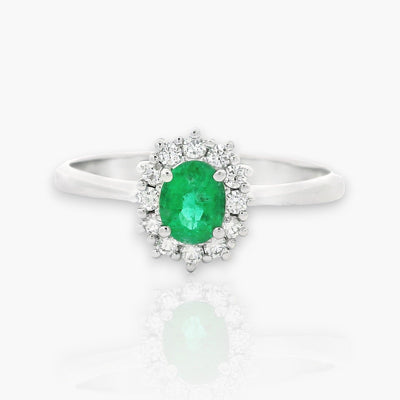 Emerald Ring with Diamonds - Moregola Fine Jewelry