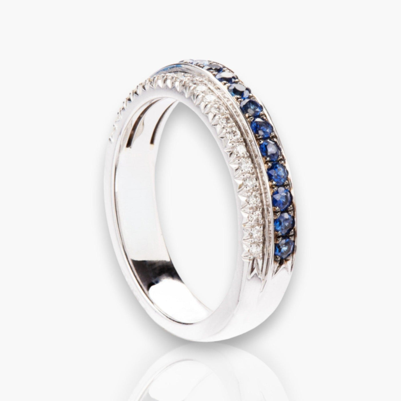 Anniversary Ring with Diamonds and Sapphires - Moregola Fine Jewelry