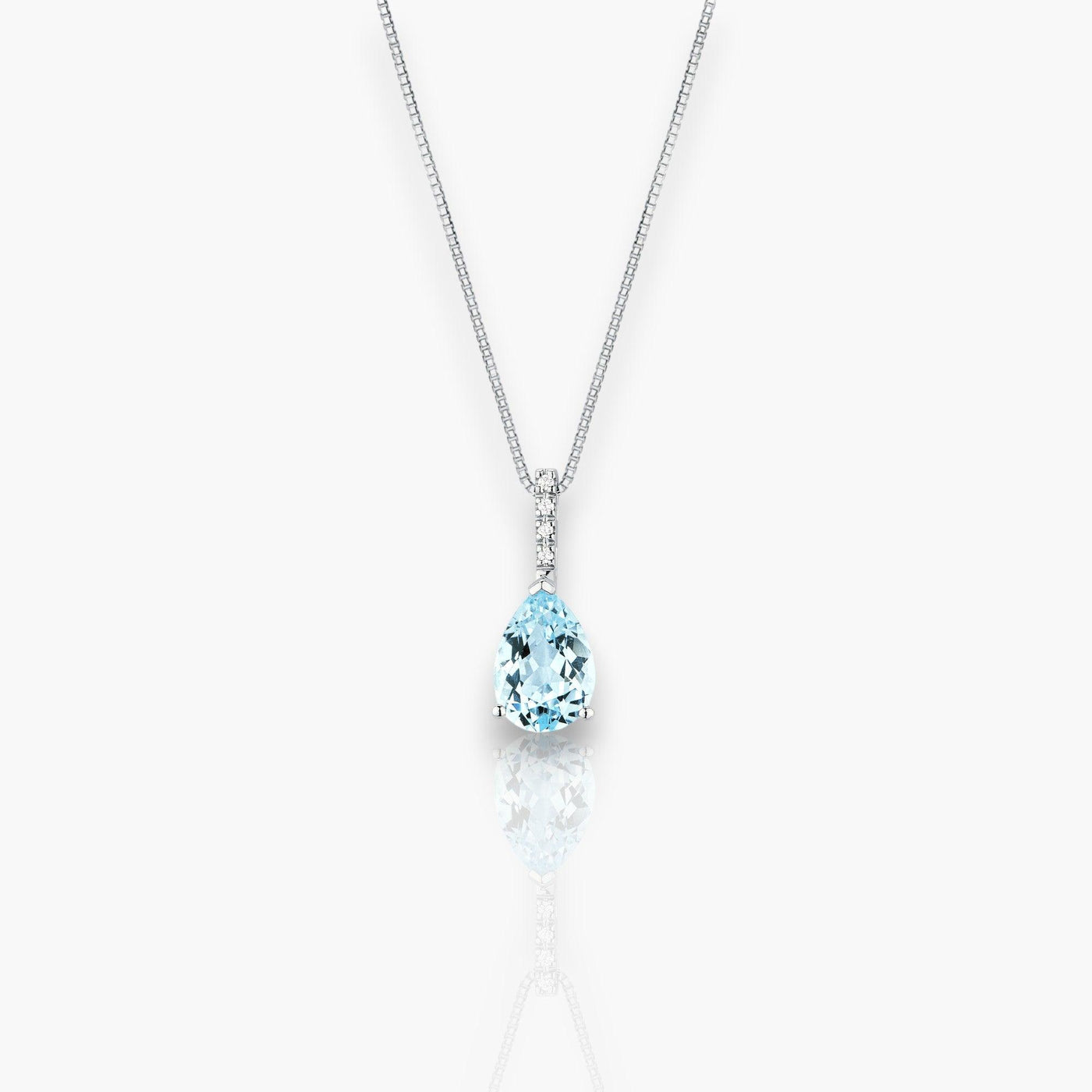 Aquamarine Necklace with diamonds - Moregola Fine Jewelry
