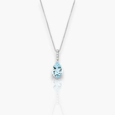 Aquamarine Necklace with diamonds - Moregola Fine Jewelry