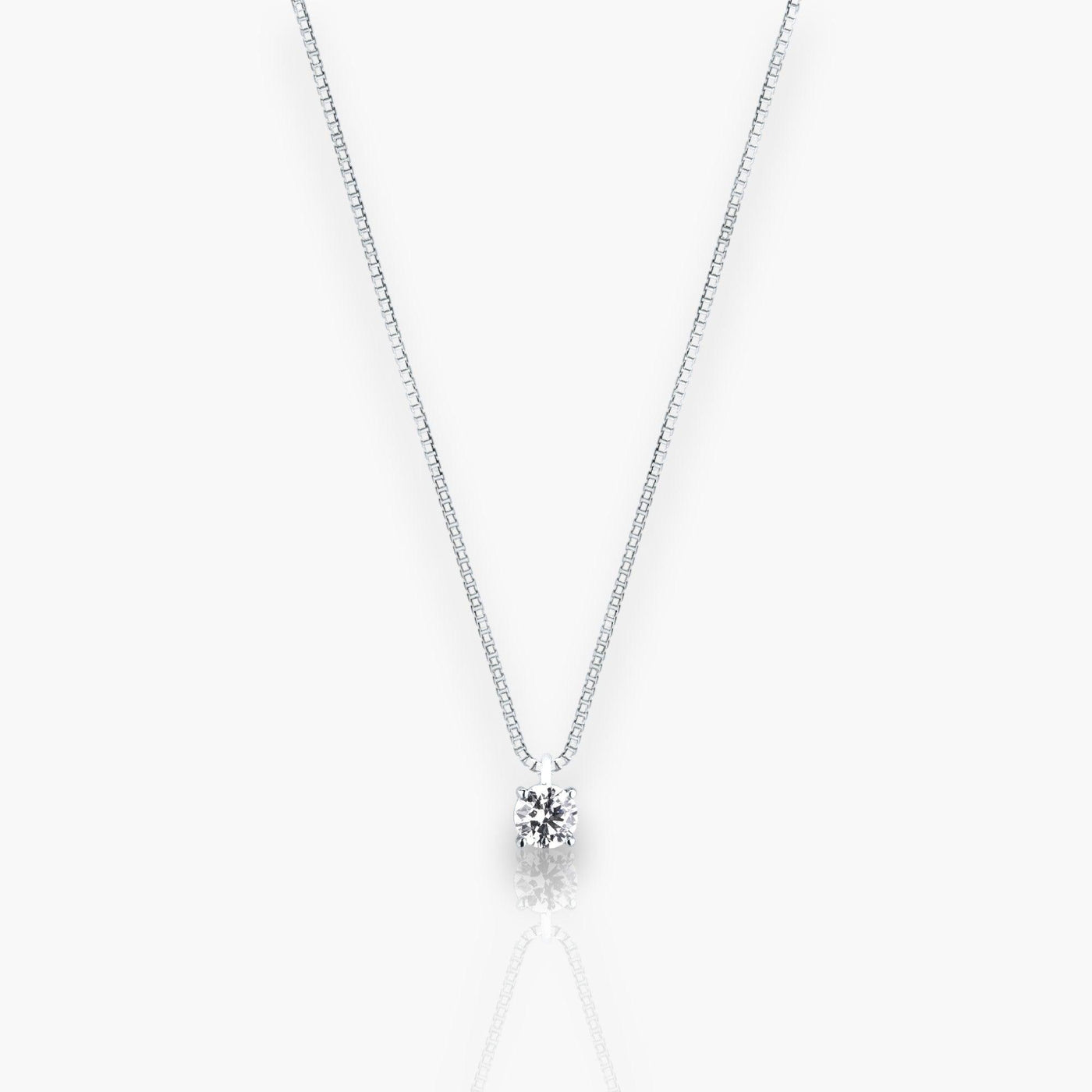 18K White Gold Necklace with Brilliant Cut Diamond - Moregola Fine Jewelry