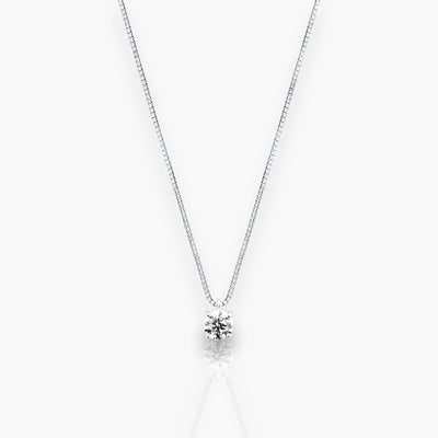 18K White Gold Necklace with Brilliant Cut Diamond - Moregola Fine Jewelry
