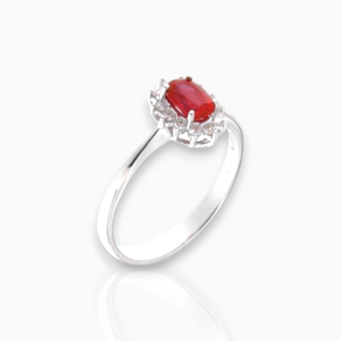 Oval Ruby Ring with Diamonds (in 4 sizes: 0.19ct - 1.25ct) - Moregola Fine Jewelry