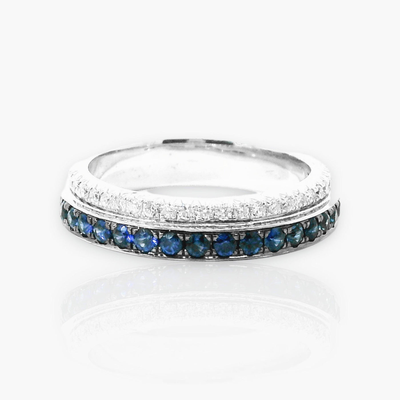 Anniversary Ring with Diamonds and Sapphires - Moregola Fine Jewelry