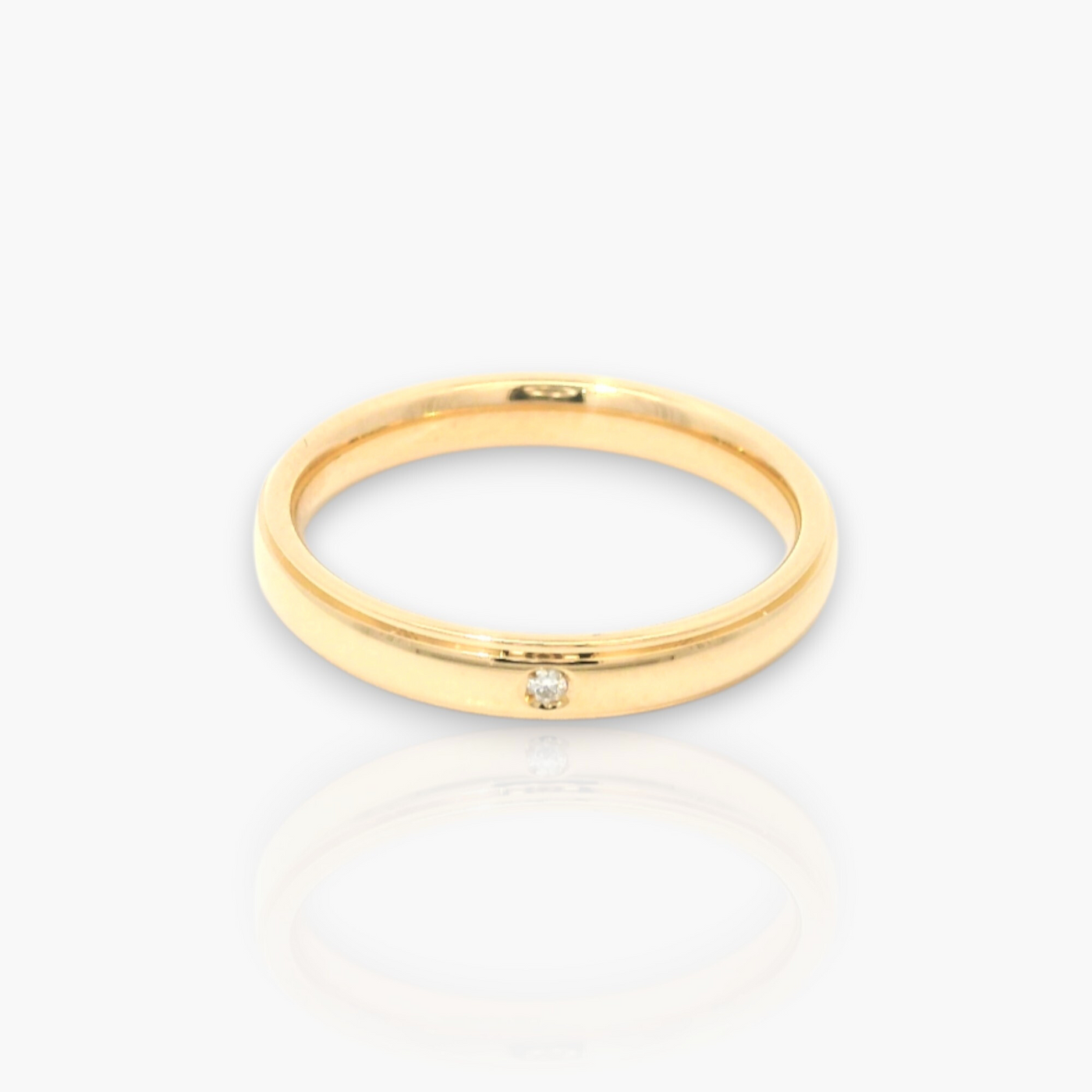 Wedding Ring - 18kt Gold - 3mm, Comfort Fit with Diamond