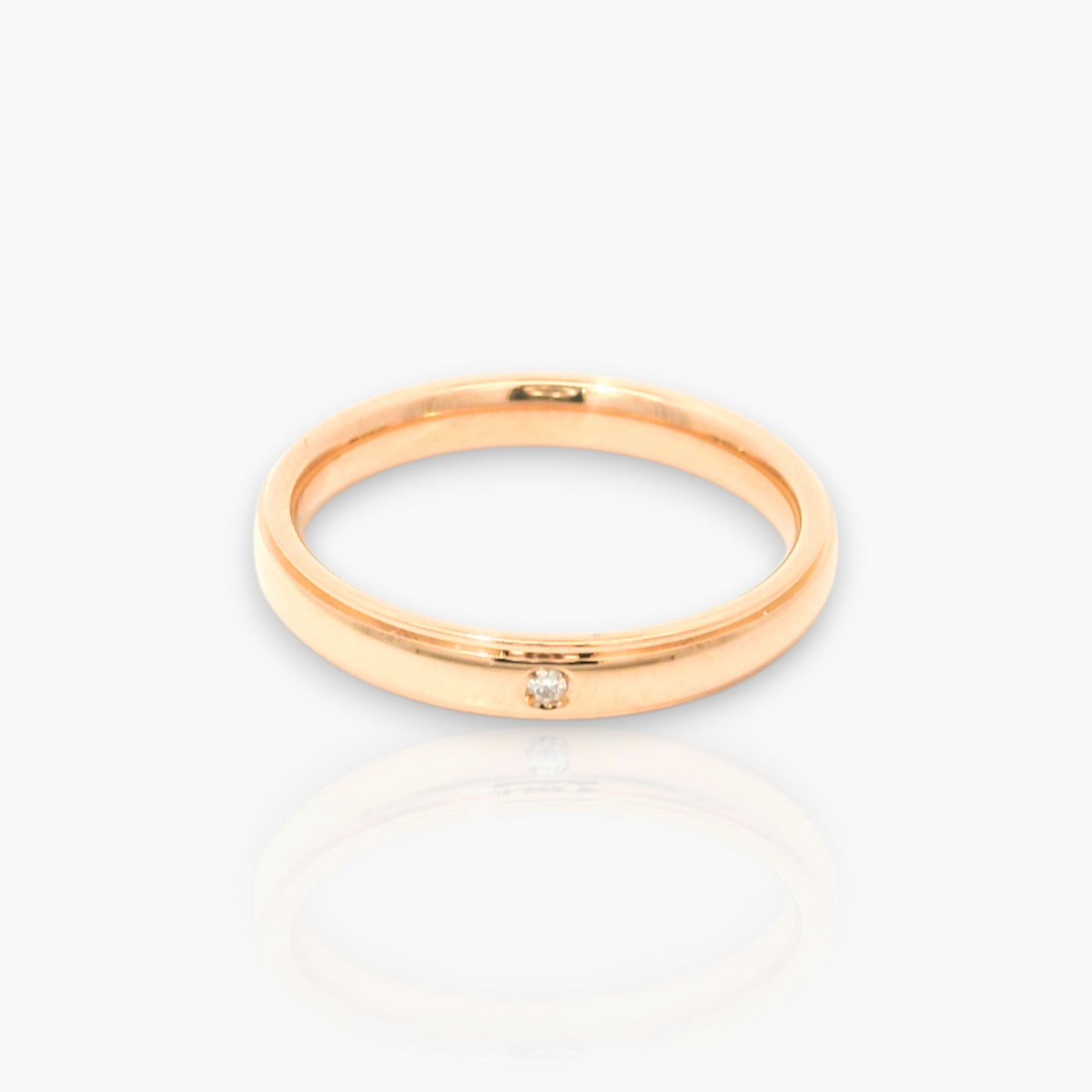 Wedding Ring - 18kt Gold - 3mm, Comfort Fit with Diamond