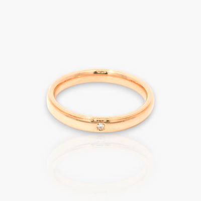 Wedding Ring - 18kt Gold - 3mm, Comfort Fit with Diamond