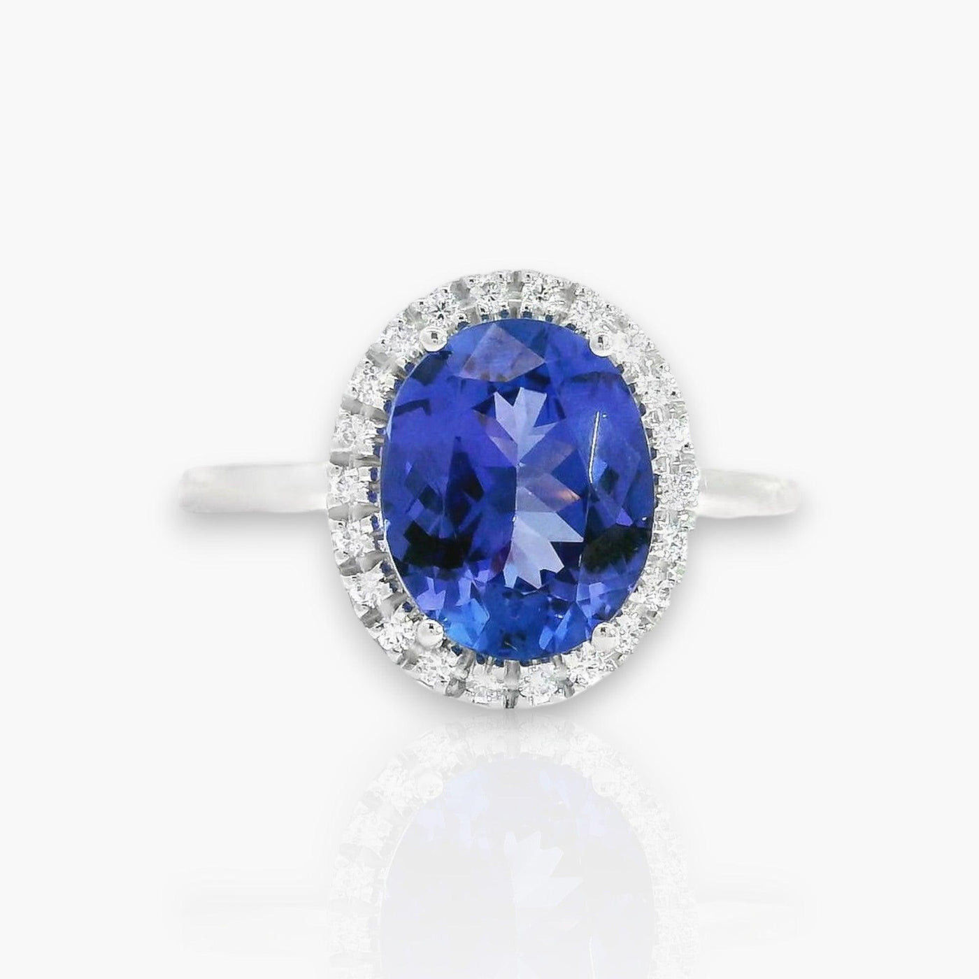 Oval blue Tanzanite Ring with Diamonds - Moregola Fine Jewelry