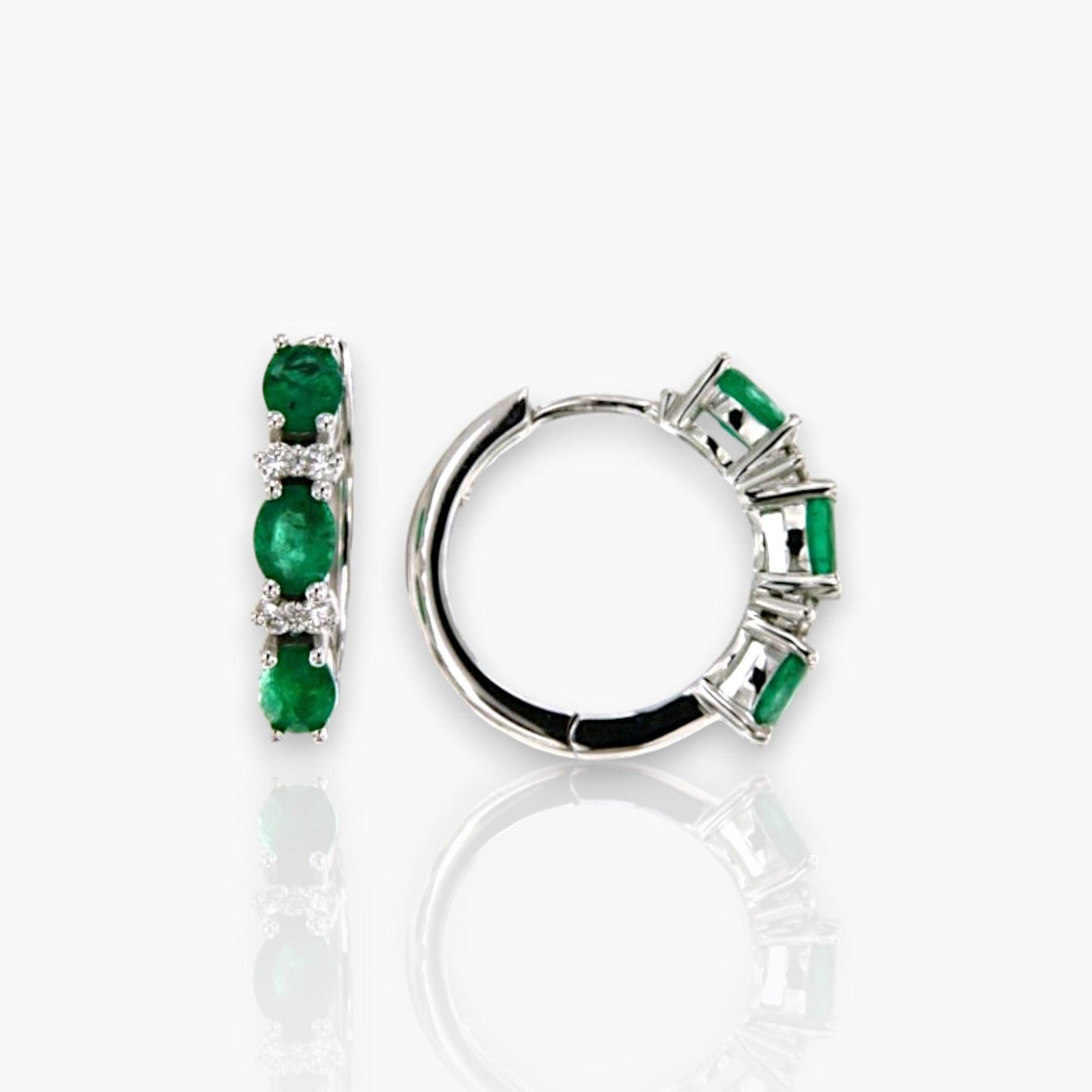 Pair of hinged diamond earrings with Sapphires, Emerald or Rubies - Moregola Fine Jewelry