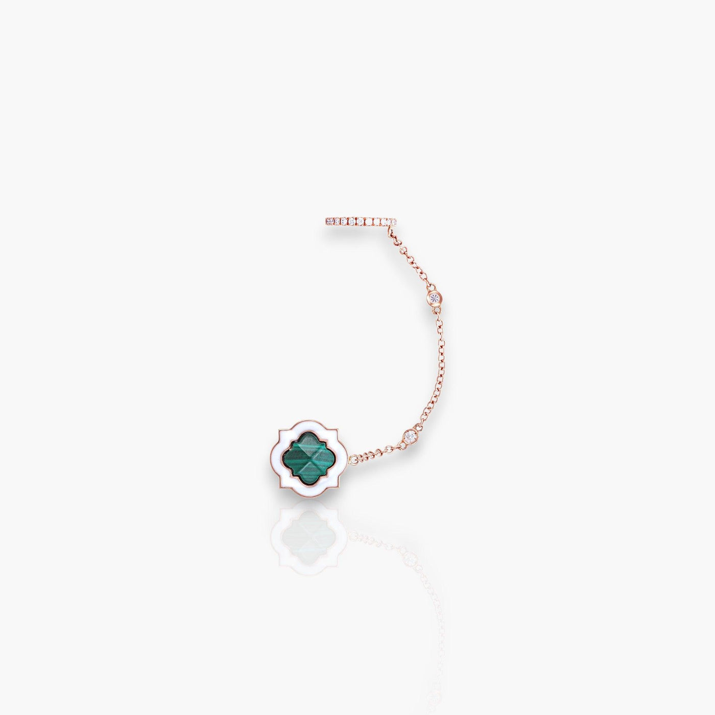 Anime Single Earrings, Rose Gold, Diamonds And Malachite - Moregola Fine Jewelry