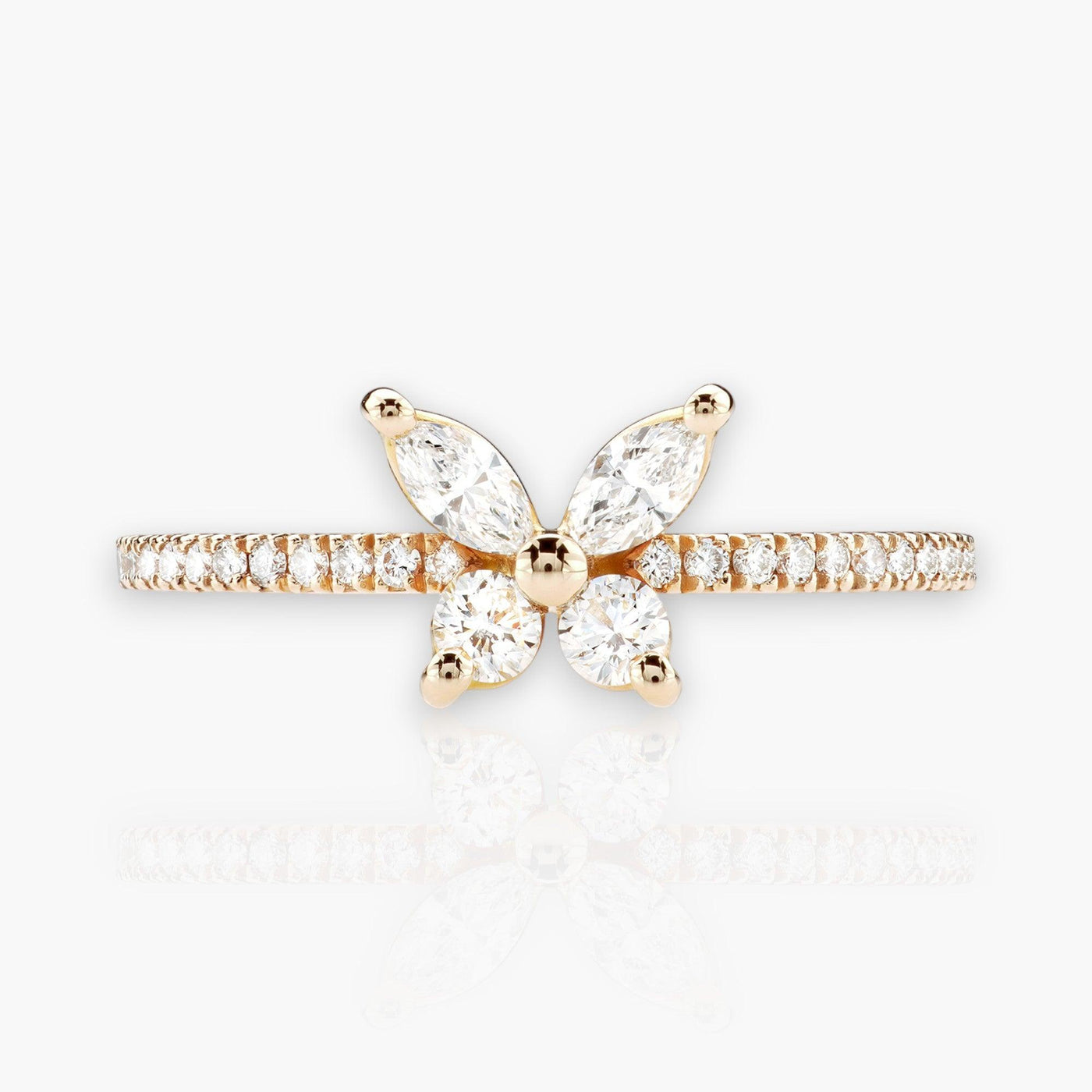 Butterfly Ring With Rose Gold and Diamonds - Moregola Fine Jewelry
