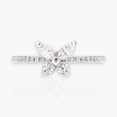 Butterfly Ring, White Gold And Diamonds - Moregola Fine Jewelry