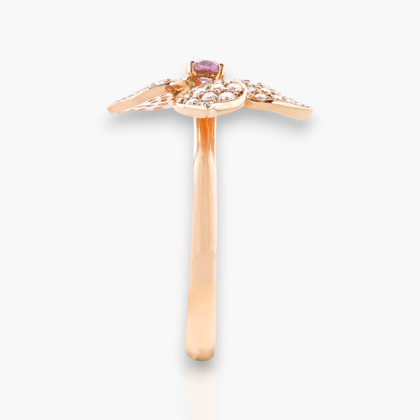 Ortensia Ring, Rose Gold, Diamonds And Pink Sapphire - Moregola Fine Jewelry