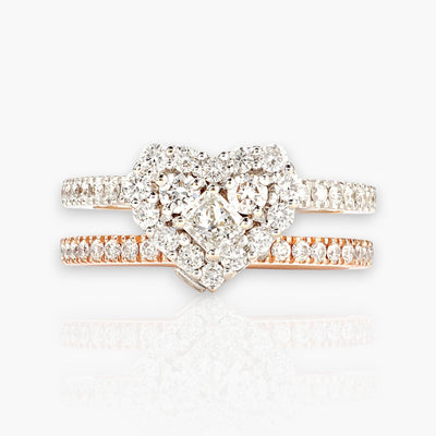 Rebel Heart Ring, Rose And White Gold With Diamonds - Moregola Fine Jewelry